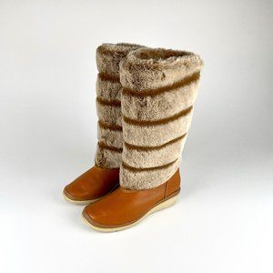 Timberland Brown Faux Fur Mid Calf Boots Size 6.5
